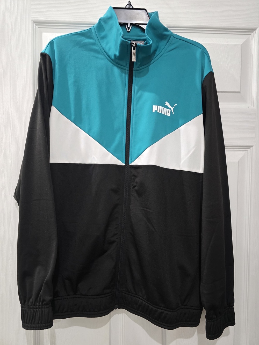 PUMA Men’s Teal, White & Black Track Jacket Size L